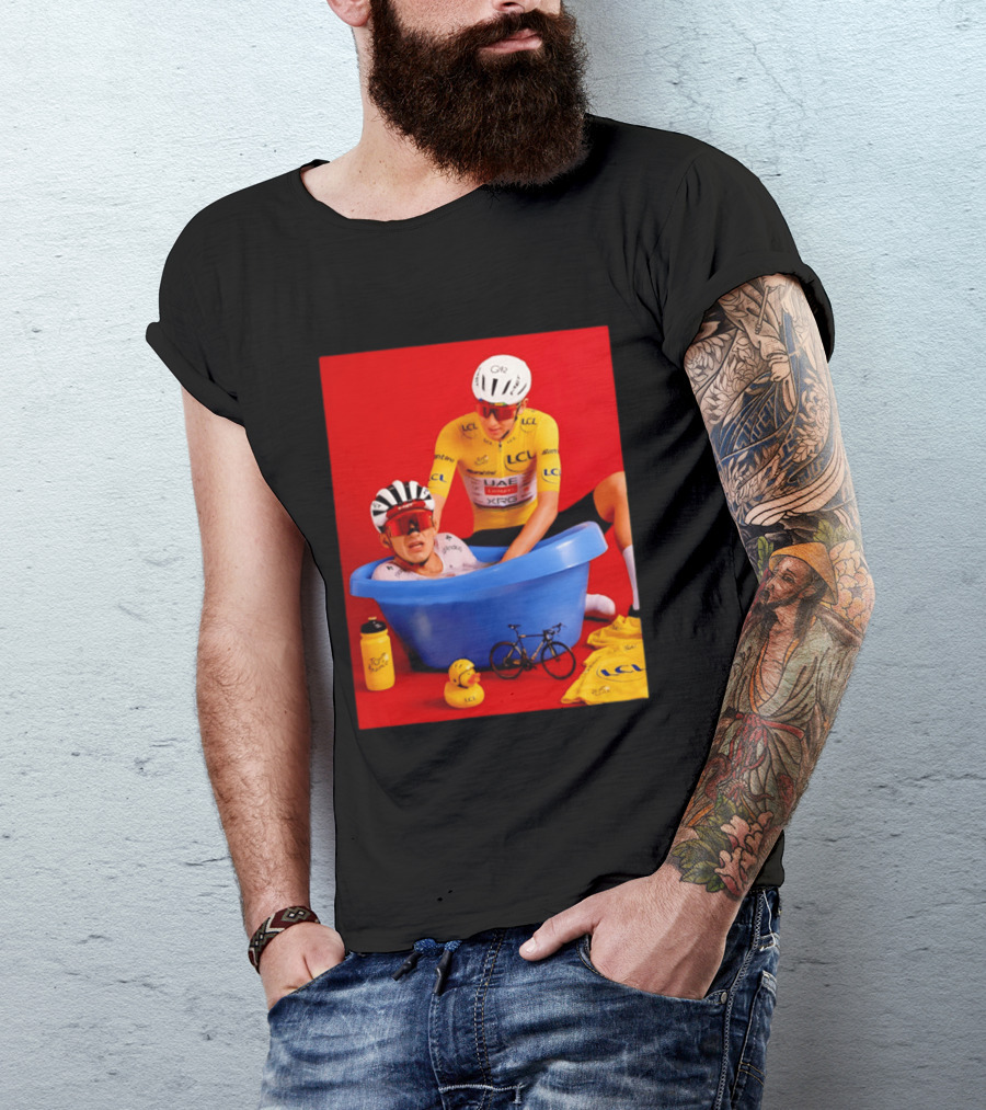 Tadej Pogačar Isaac Del Toro LCL UAE Team 2026 Cycling Bath Scene T-Shirt