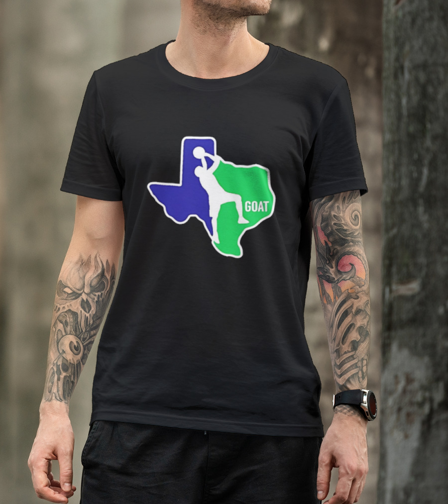 Texas Basketball Goat Silhouette Blue Green State T-Shirt