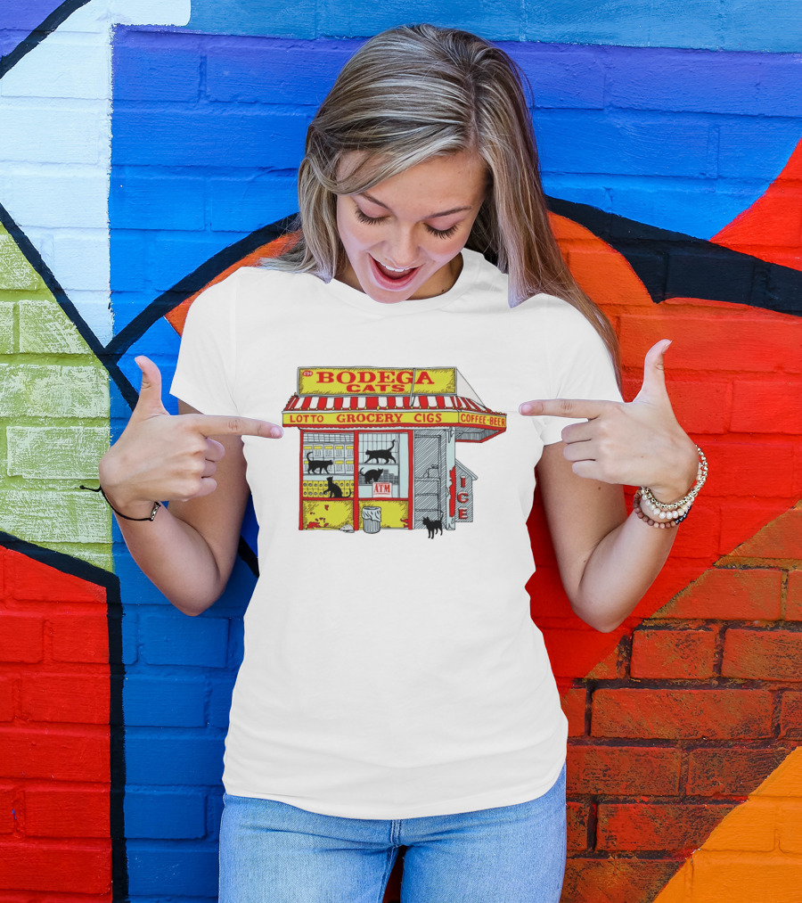 Bodega Cats Grocery Cigs Lotto Coffee Beer Ice ATM T-Shirt