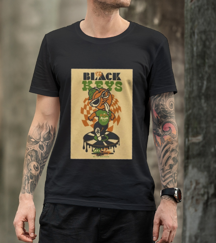 The Black Keys Oklahoma City OK July 21 2026 Checkered Record Orange Character Event T-Shirt
