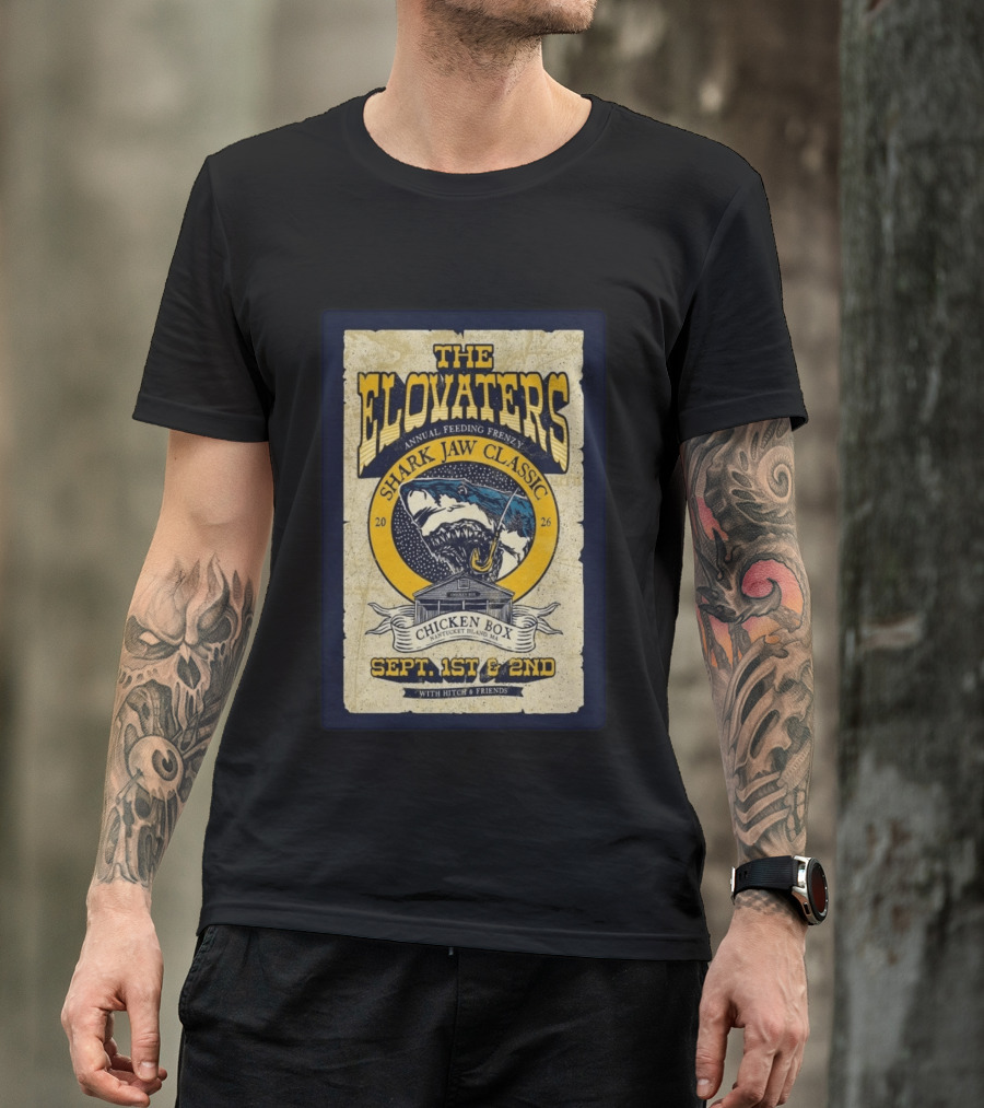 The Elovaters Annual Feeding Frenzy Shark Jaw Classic Nantucket Island MA Chicken Box Sept 1st 2nd 2026 T-Shirt