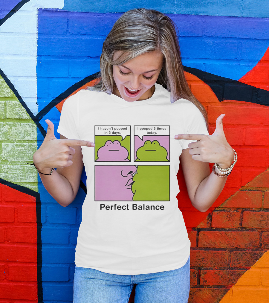 Perfect Balance Frog Meme I Haven't Pooped In 3 Days Pooped 3 Times Today T-Shirt