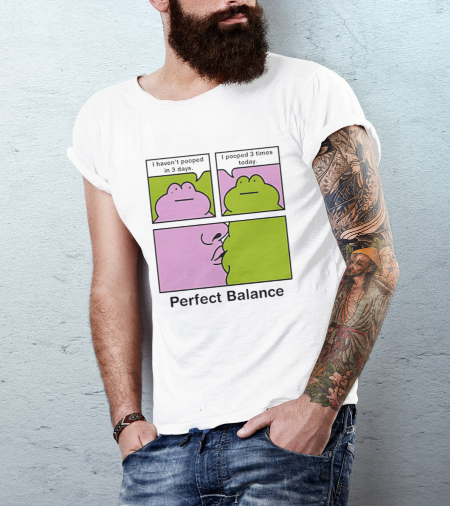 Perfect Balance Frog Meme I Haven't Pooped In 3 Days Pooped 3 Times Today T-Shirt