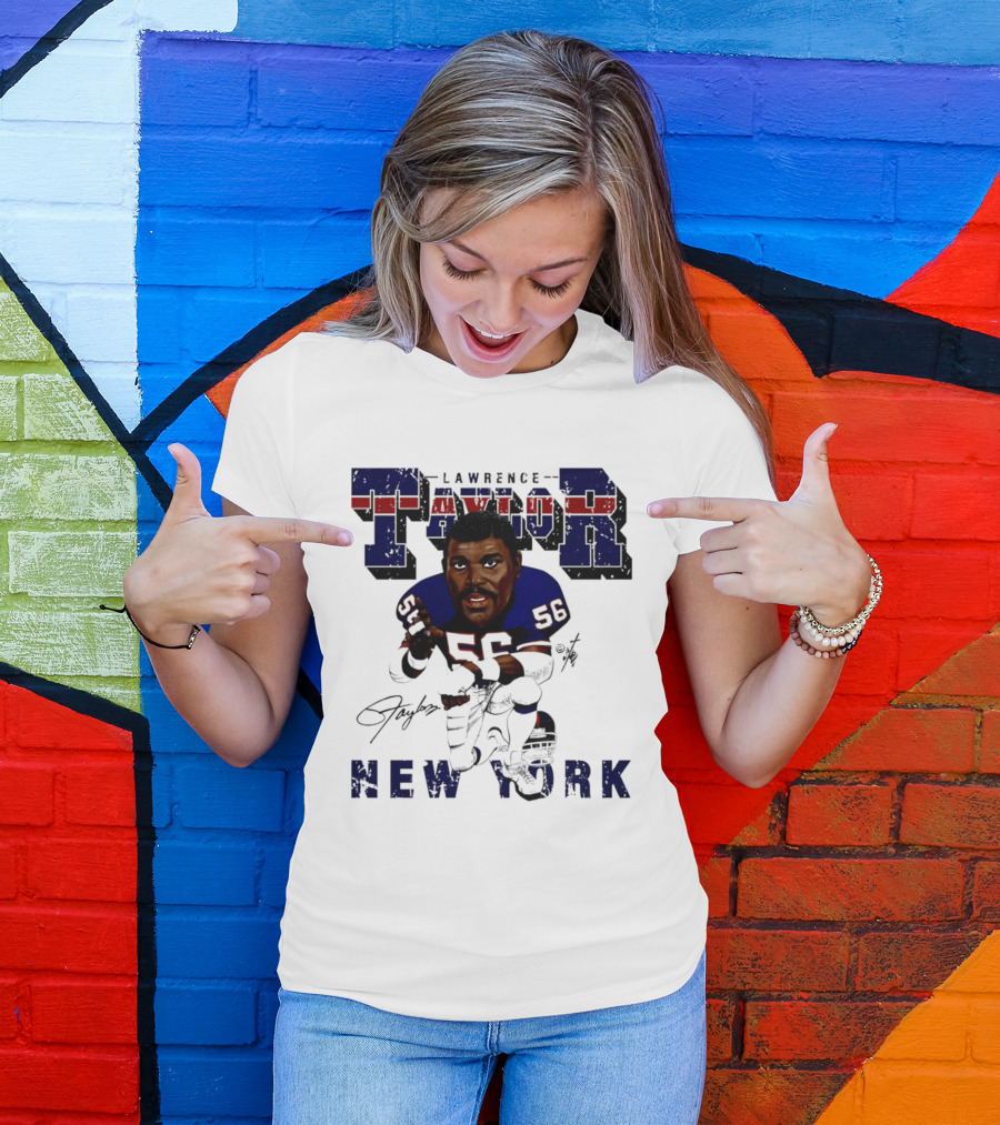 Lawrence Taylor New York Giants Kneeling Bruce Stark Collection T-Shirt