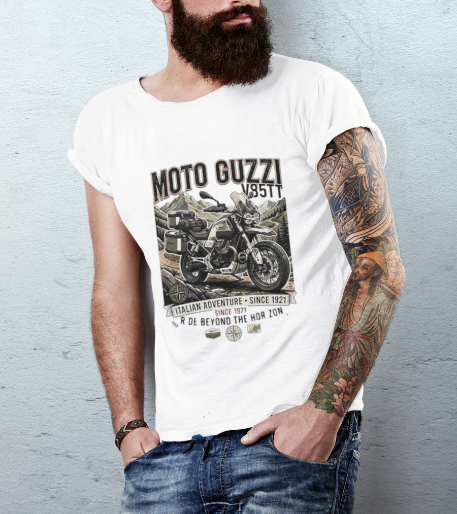 Moto Guzzi V85TT Italian Adventure Since 1921 Ride Beyond The Horizon T-Shirt