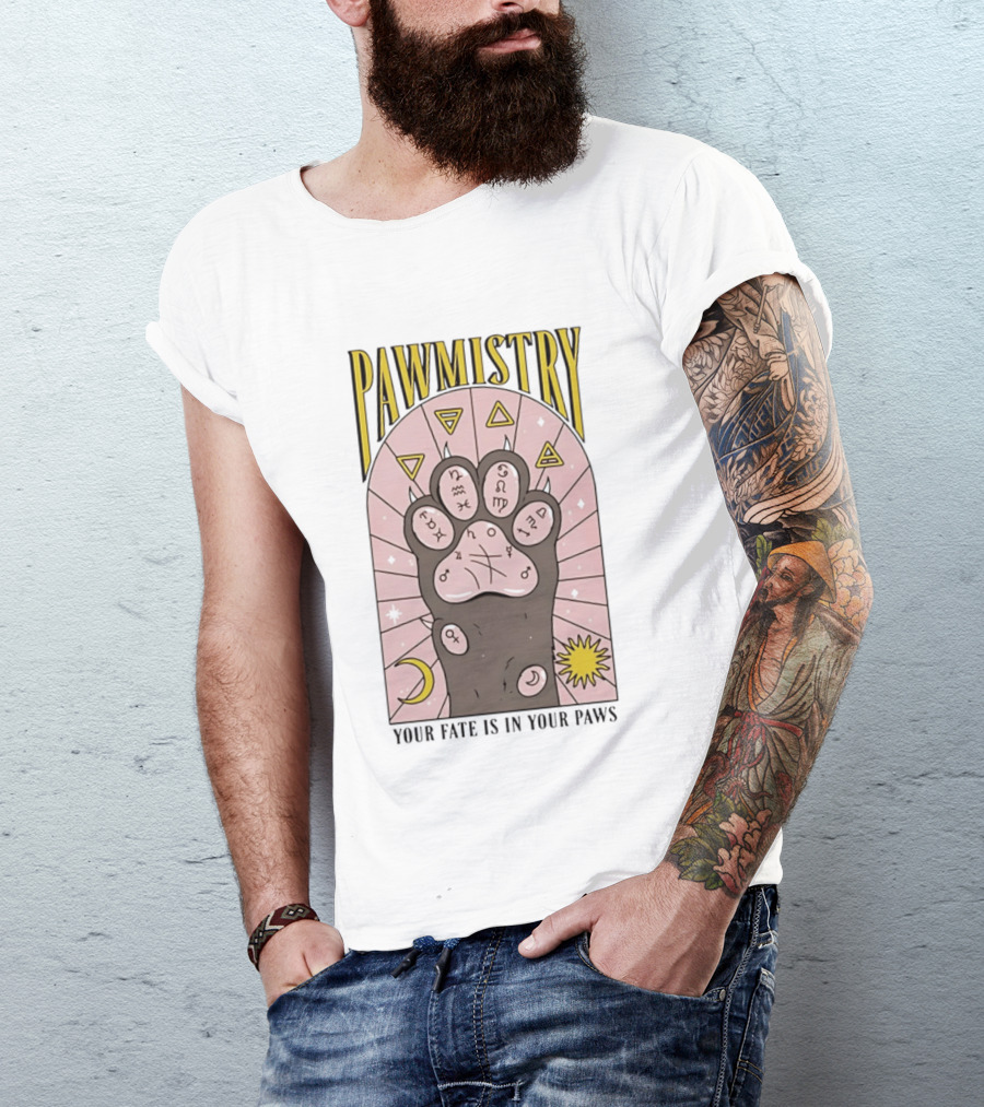 Pawmistry Astrology Cat Paw Your Fate Is In Your Paws Zodiac T-Shirt