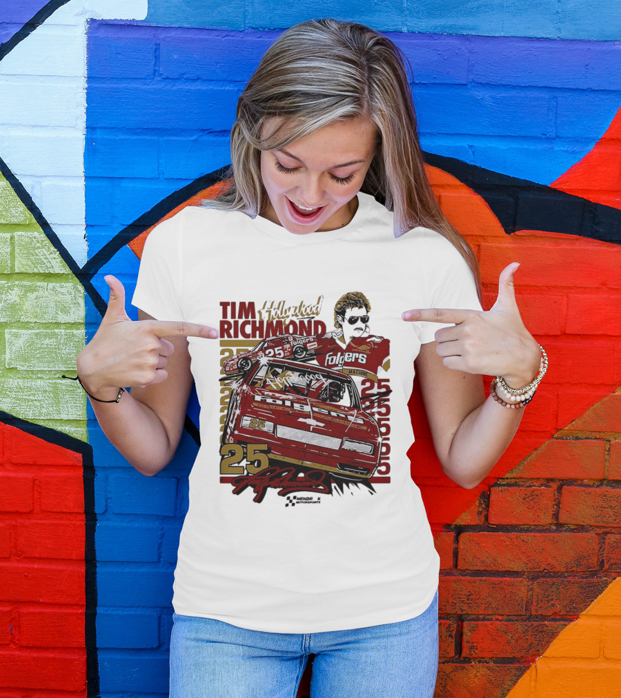 Tim Richmond Hollywood 25 Hendrick Motorsports Folgers NASCAR Racing T-Shirt