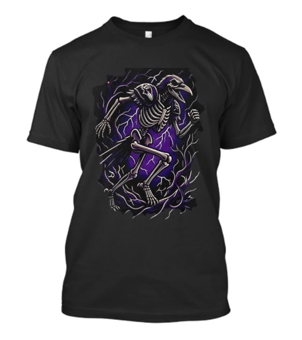 Baltimore Ravens Runs In My Blood Skeleton Ravens Lightning T-Shirt