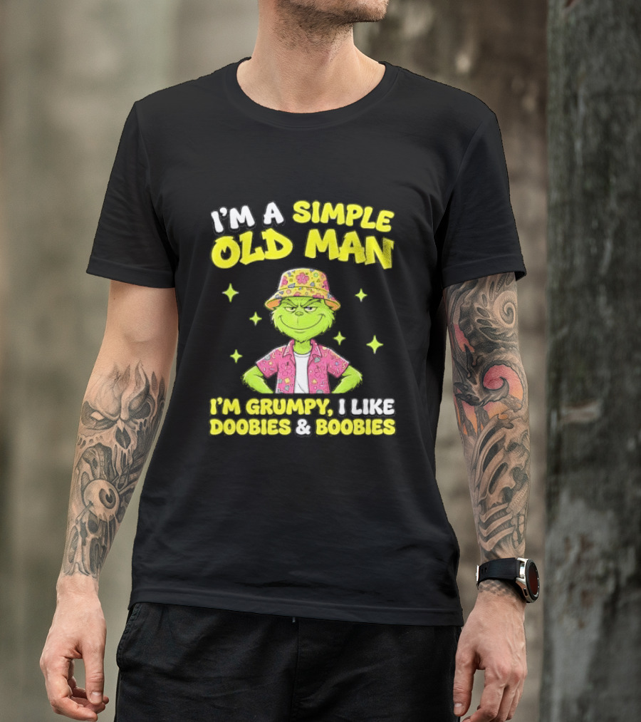 I'm A Simple Old Man Grumpy I Like Boobies Hawaiian Hat T-Shirt