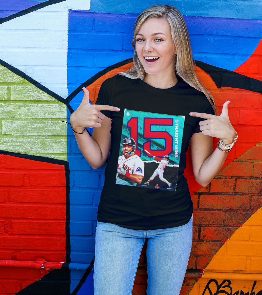 Boston Red Sox 15 Straight Wins Moose Mutual Collaboration T-Shirt