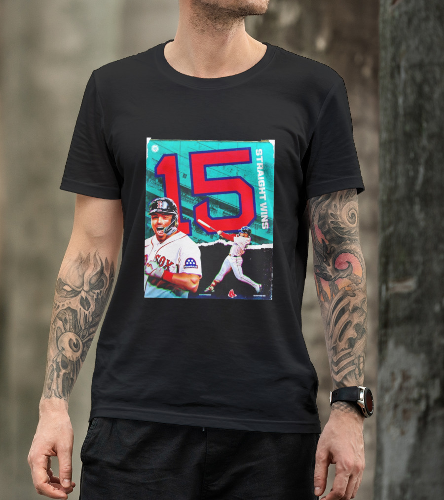 Boston Red Sox 15 Straight Wins Moose Mutual Collaboration T-Shirt