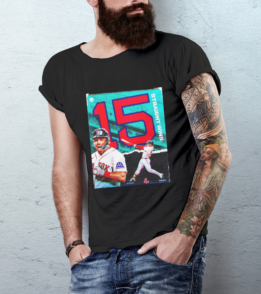 Boston Red Sox 15 Straight Wins Moose Mutual Collaboration T-Shirt