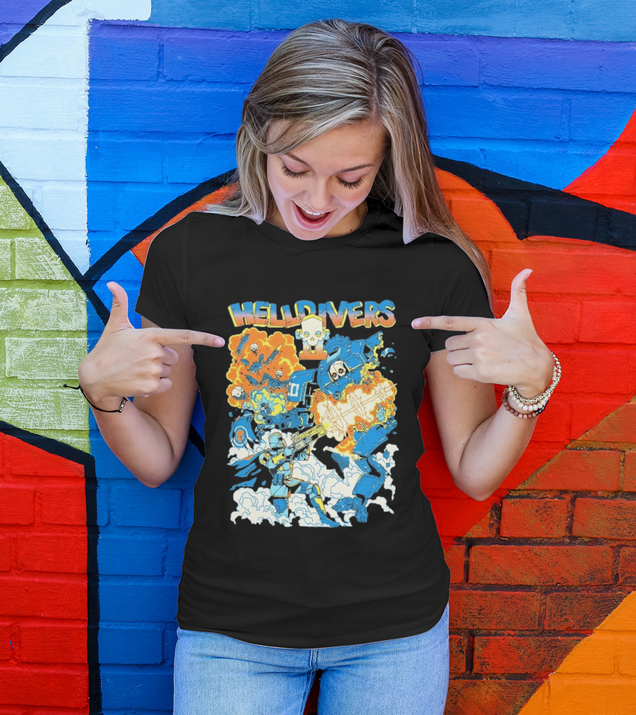 Helldivers 2 Explosive Battle Remember Outpost 32 Retro Skull Warfare T-Shirt