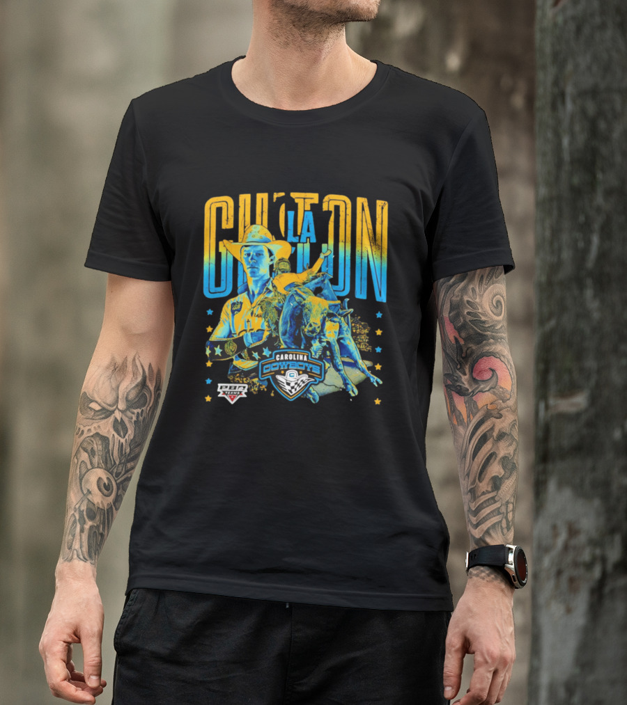 Carolina Cowboys Clay Guiton PBR Ranch Riding Champion T-Shirt