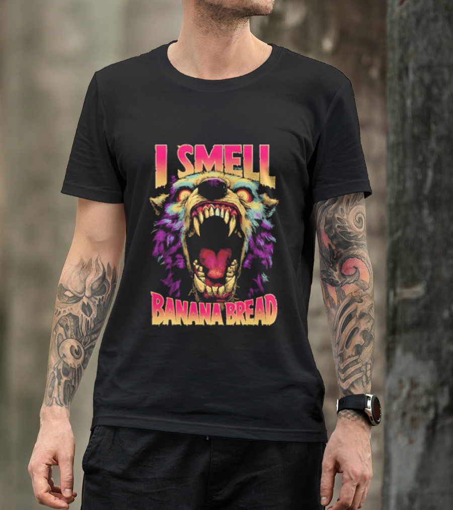Hungry Werewolf I Smell Banana Bread Colorful Roaring Beast T-Shirt