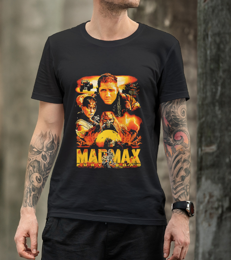 Mad Max Fury Road Characters Illustrated In Bold Orange Tones T-Shirt