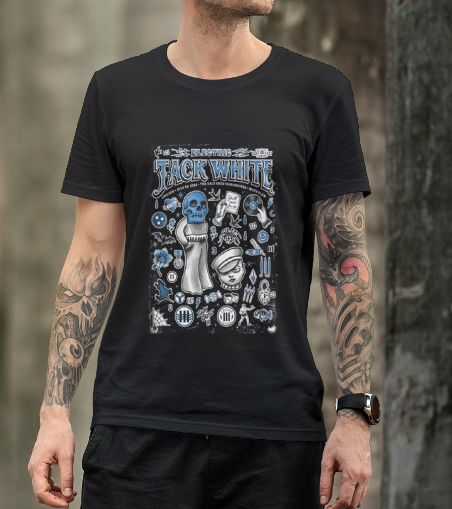 Electric Jack White Chicago July 24 2026 Salt Shed Chicago With Plaketa T-Shirt