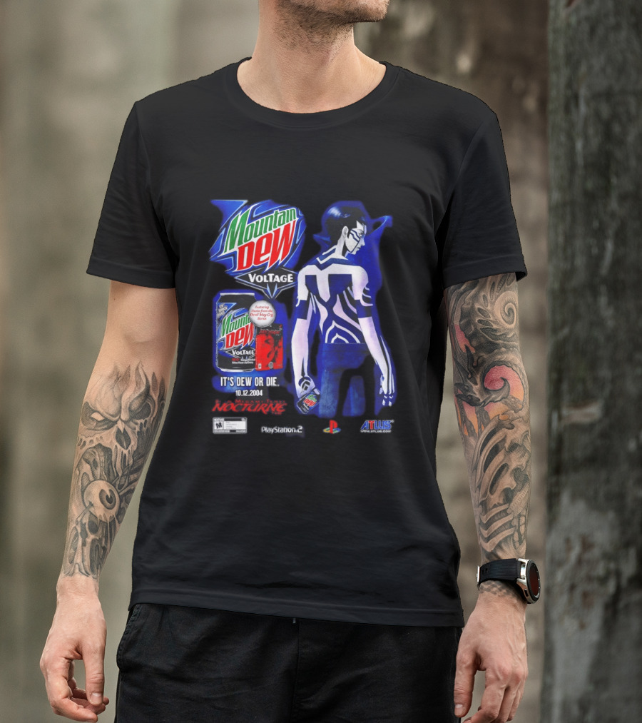 Mountain Dew Voltage Nocturne Devil May Cry Featuring Dante It's Dew Or Die 10.12.2004 PlayStation 2 Atlus T-Shirt