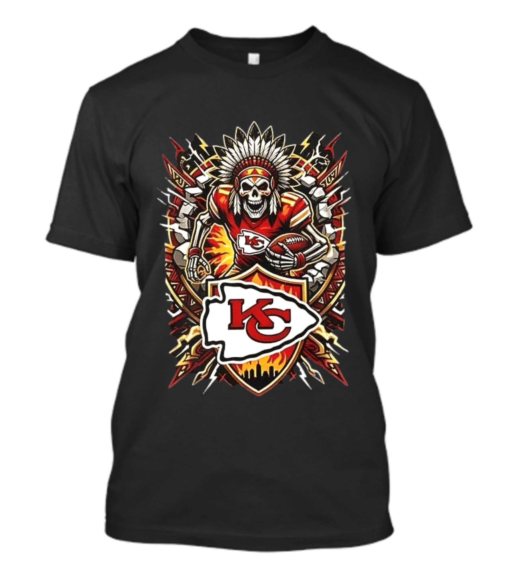 Kansas City Chiefs Runs In My Blood Skeleton Warrior And Football Team T-Shirt