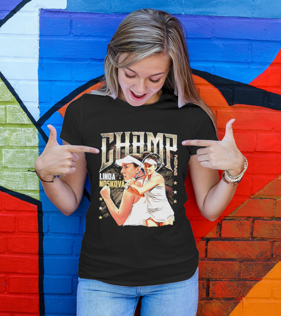 Linda Noskova Wimbledon 2026 Champ Bold Tennis Celebration T-Shirt