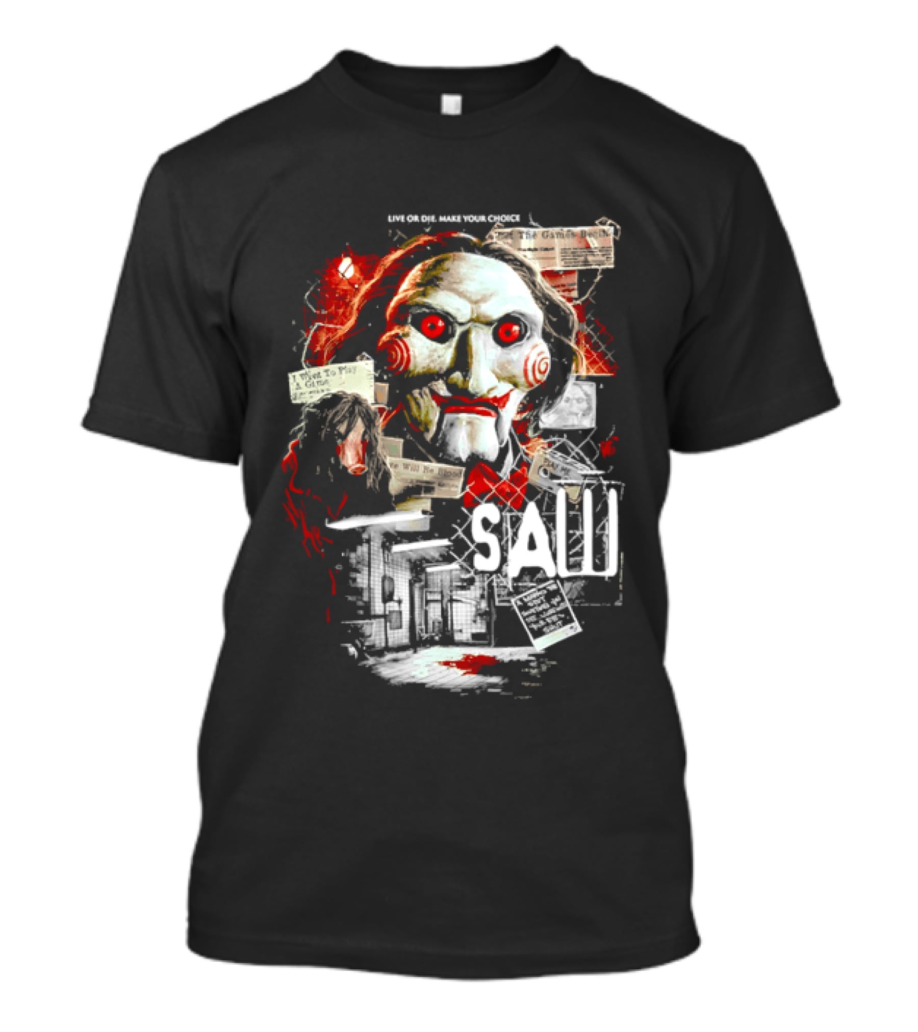 Live Or Die Make Your Choice Saw I Want To Play A Game Sometimes You See More With Your Eyes Shut X Marks The Spot T-Shirt