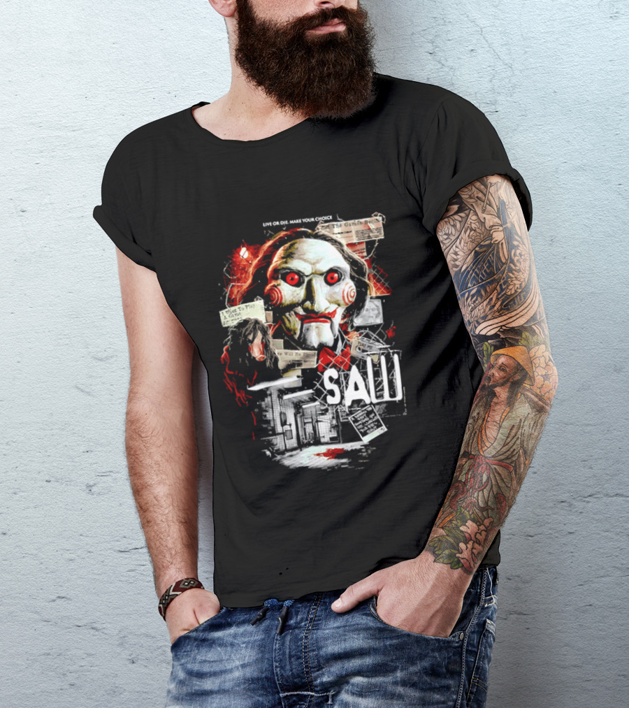 Live Or Die Make Your Choice Saw I Want To Play A Game Sometimes You See More With Your Eyes Shut X Marks The Spot T-Shirt