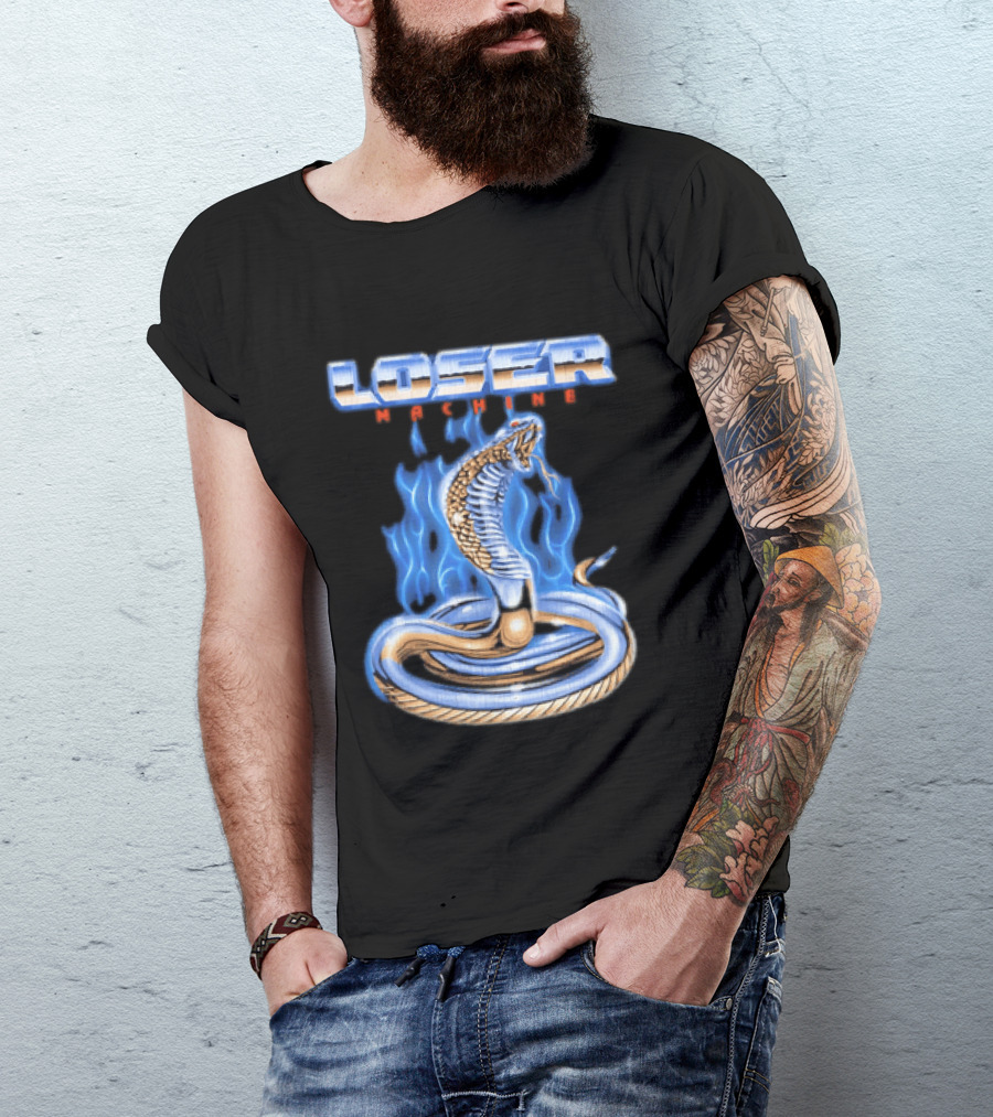 Loser Machine Cobra Flaming Blue Serpent Roaring Snake T-Shirt