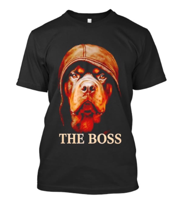 The Boss Rottweiler Wearing Aviator Cap T-Shirt