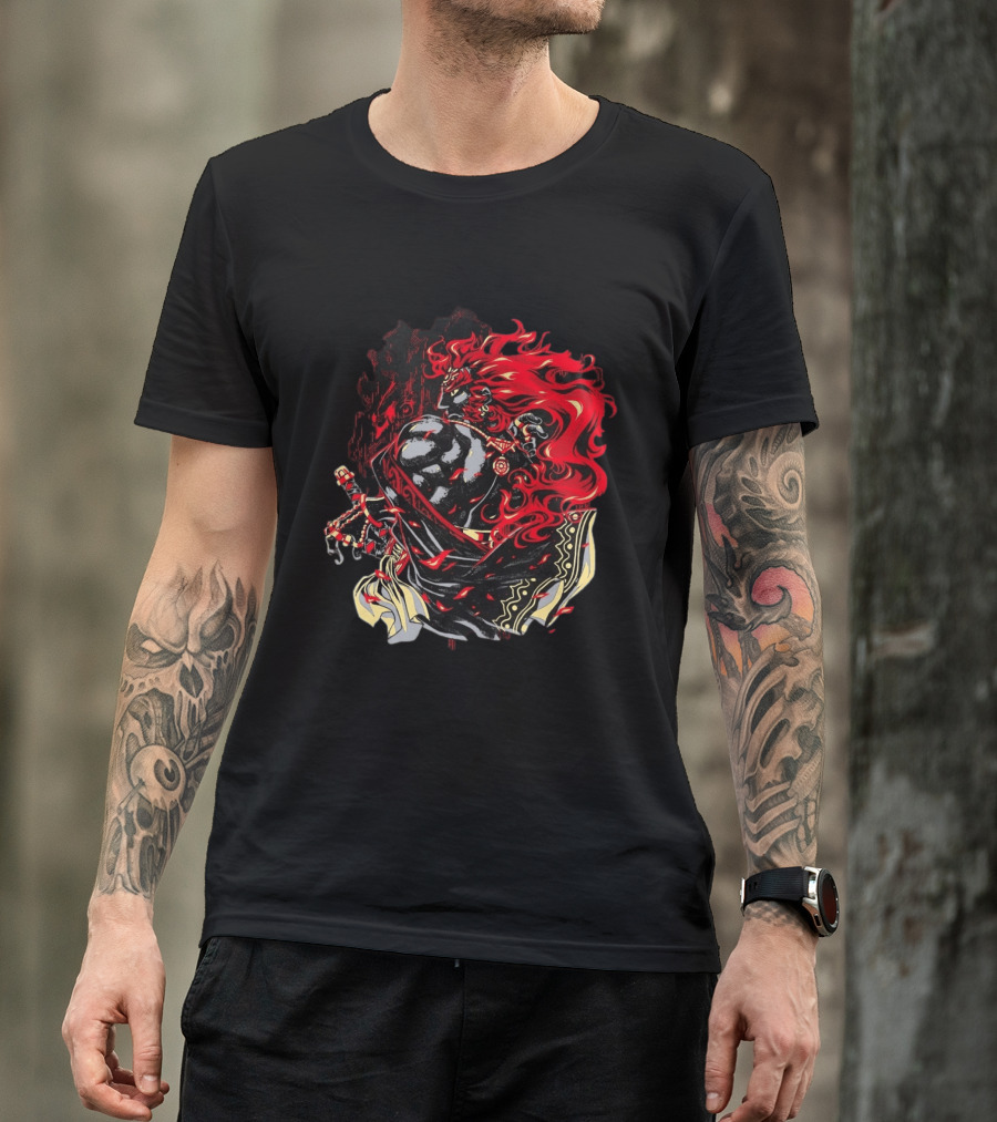 The Legend Of Zelda The Devourer Of Tomorrow Flamboyant Musketeer Warrior With Cape And Fiery Red Hair T-Shirt