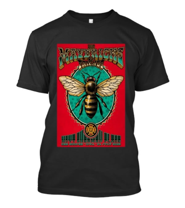 The Mavericks And Friends Hoyt Sherman Place Des Moines Iowa July 24 2026 Vintage Concert With Bee Image T-Shirt
