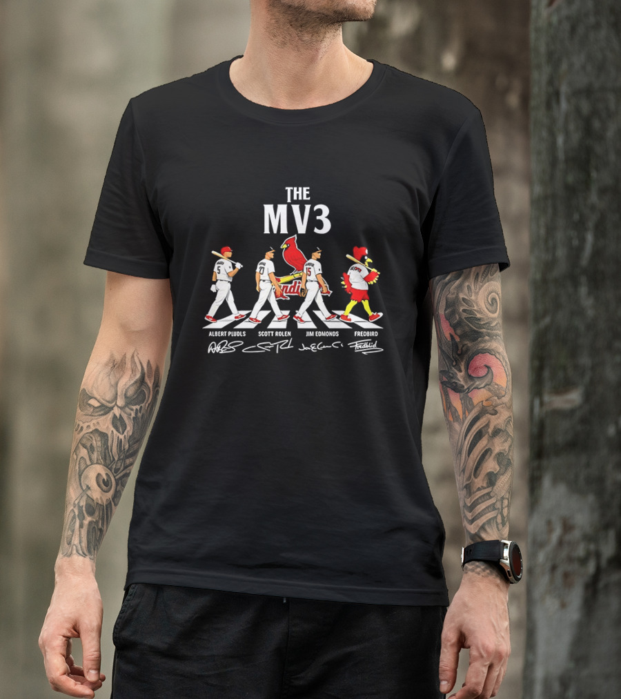The MV3 Albert Pujols Scott Rolen Jim Edmonds St. Louis Cardinals Abbey Road Fredbird T-Shirt