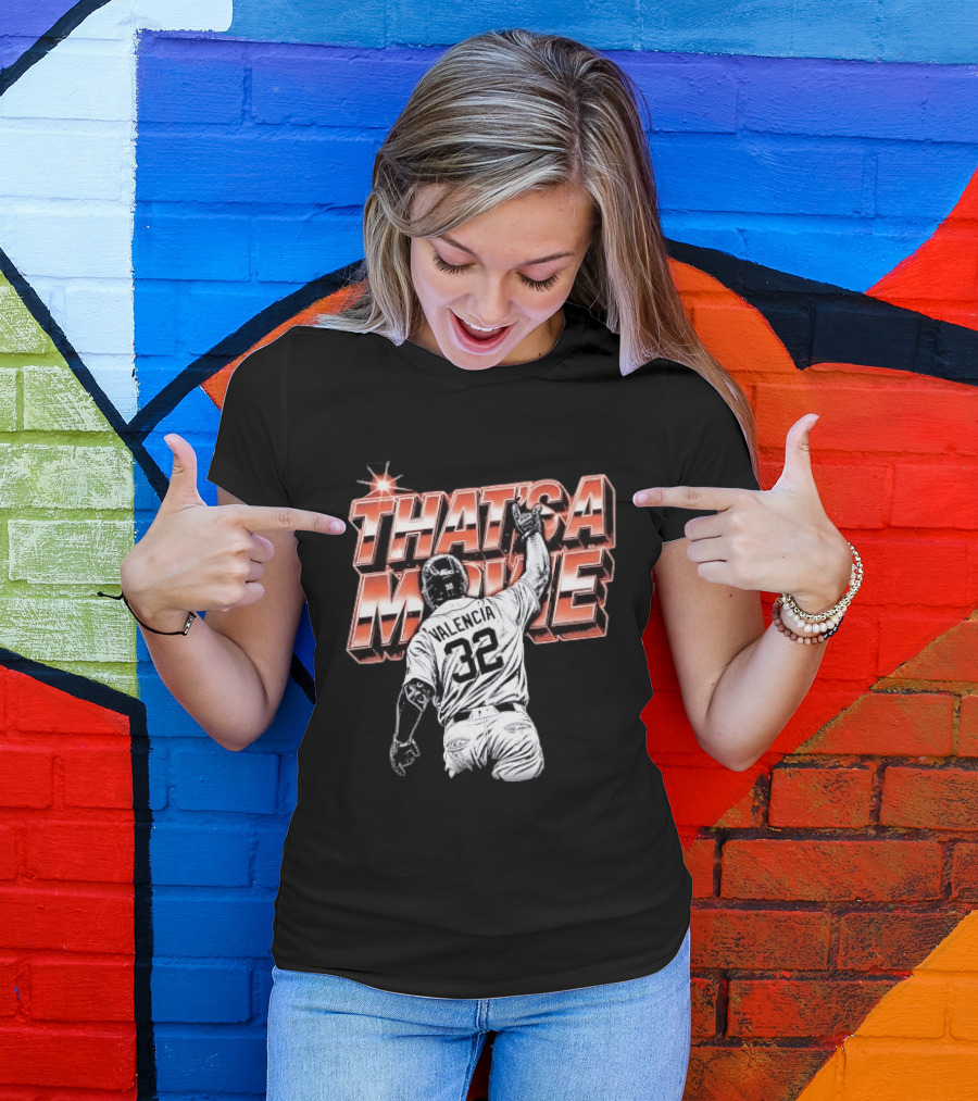 Valencia That's A Movie Baseball Iconic Pose 32 Pointing Skyward T-Shirt