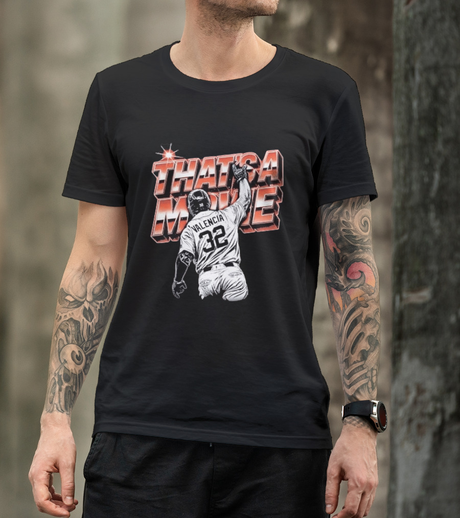 Valencia That's A Movie Baseball Iconic Pose 32 Pointing Skyward T-Shirt