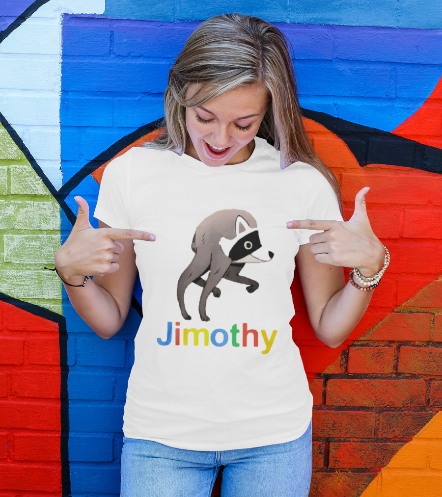 Jimothy The Raccoon Colorful Letters T-Shirt