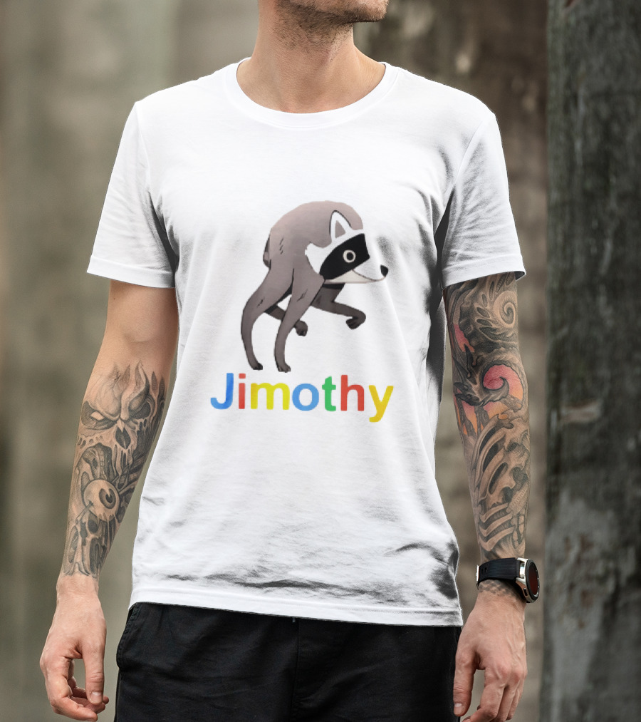 Jimothy The Raccoon Colorful Letters T-Shirt
