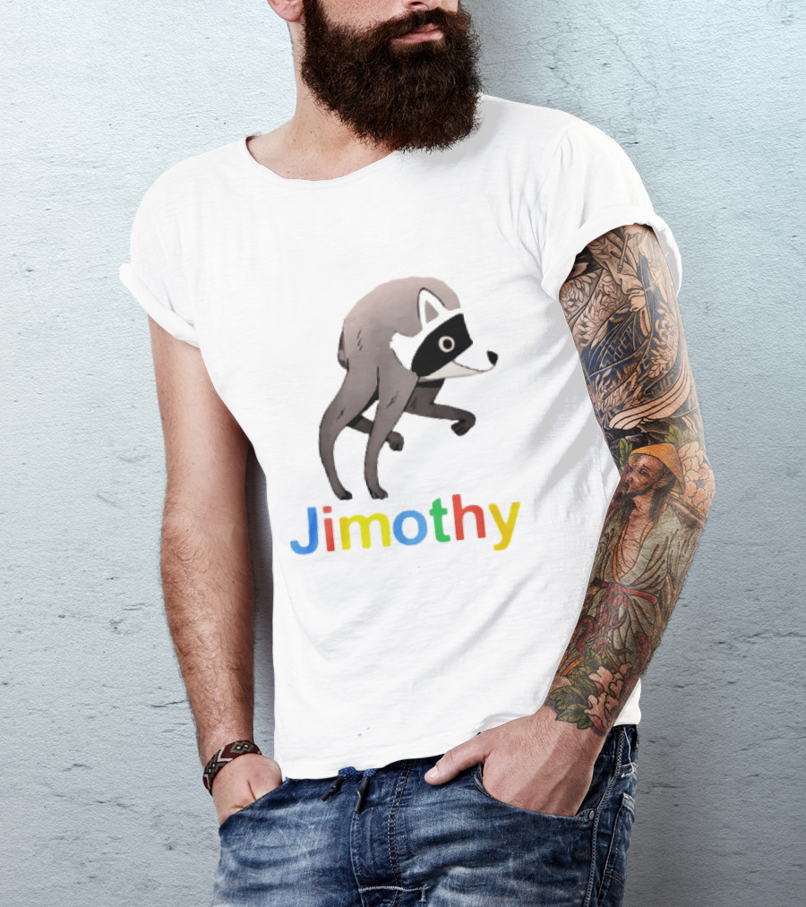 Jimothy The Raccoon Colorful Letters T-Shirt