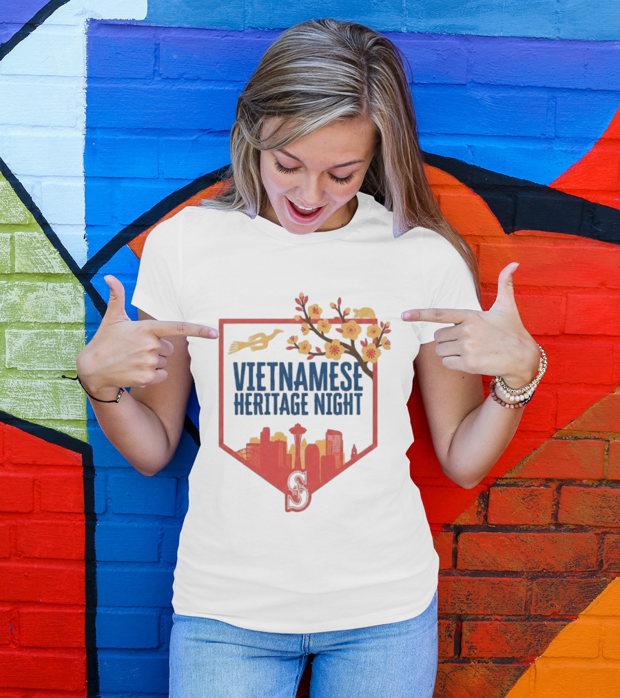 Seattle Mariners Vietnamese Heritage Night Blossom Skyline Celebration T-Shirt