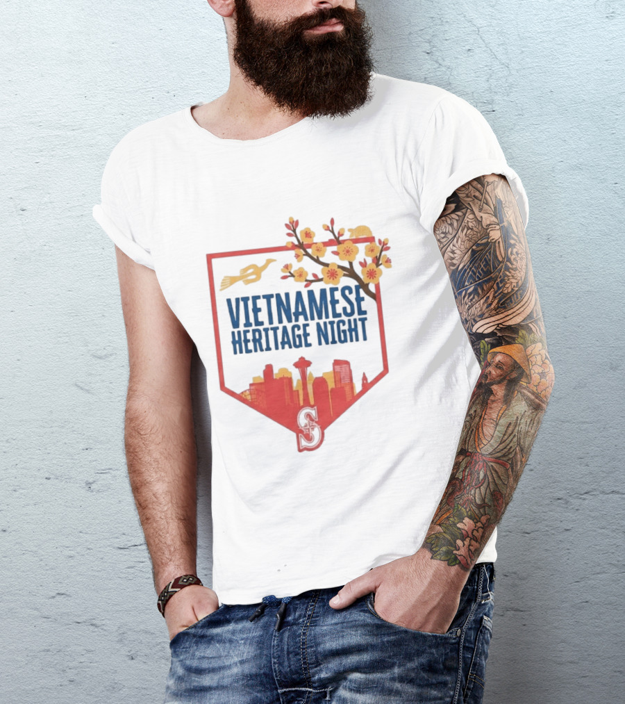 Seattle Mariners Vietnamese Heritage Night Blossom Skyline Celebration T-Shirt