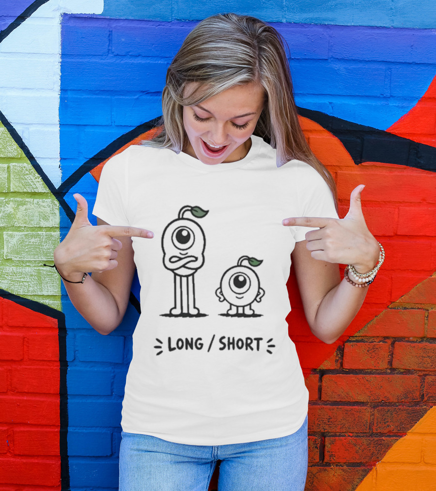Standx Long Short Cute Monsters One Eyed Characters With Leaf Antennas T-Shirt
