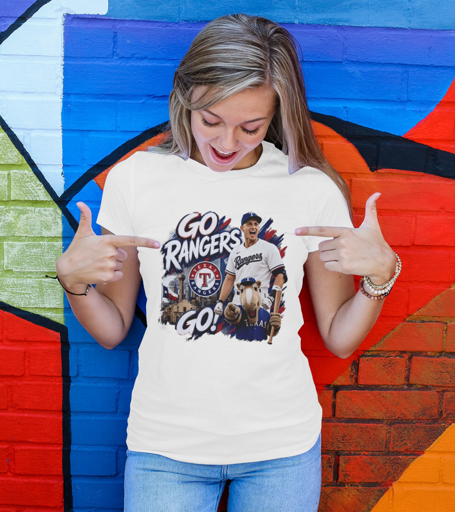 Go Rangers Texas Rangers Baseball Team Spirit Celebration T-Shirt