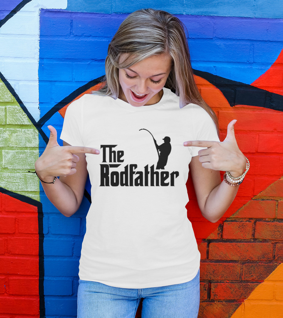 The Rodfather Fishing Parody Text And Image T-Shirt