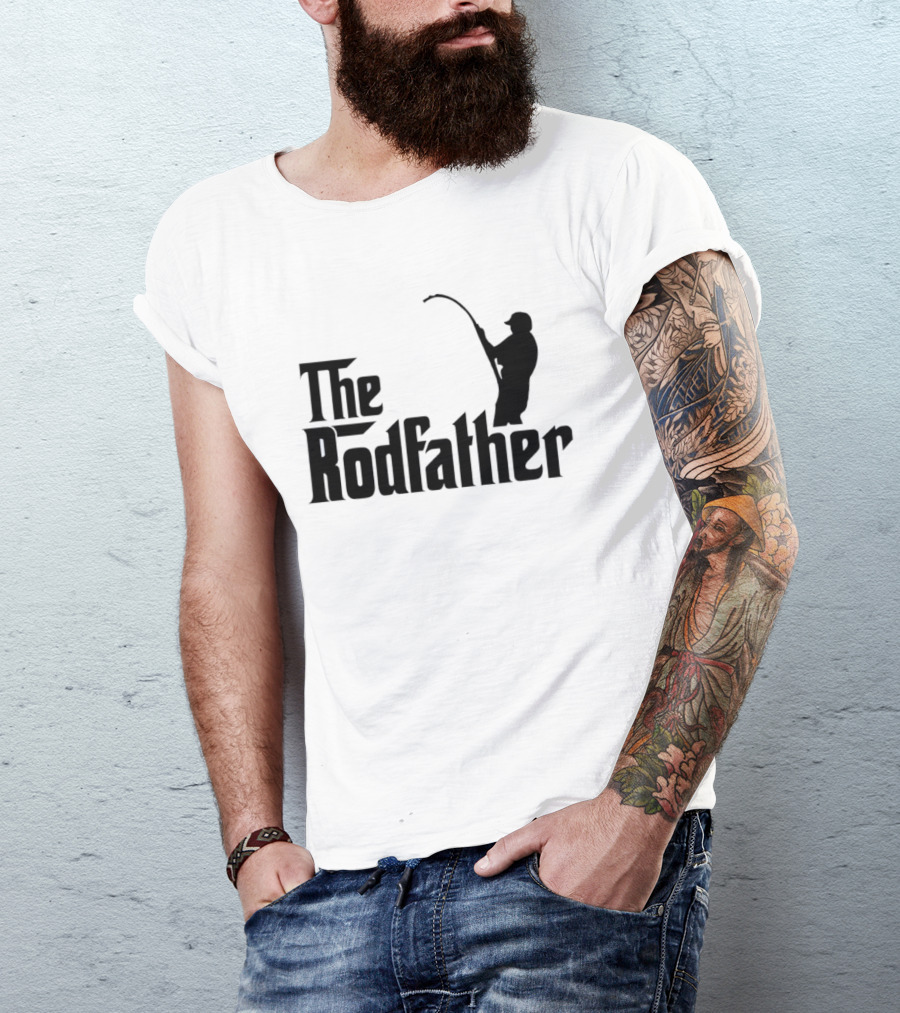The Rodfather Fishing Parody Text And Image T-Shirt