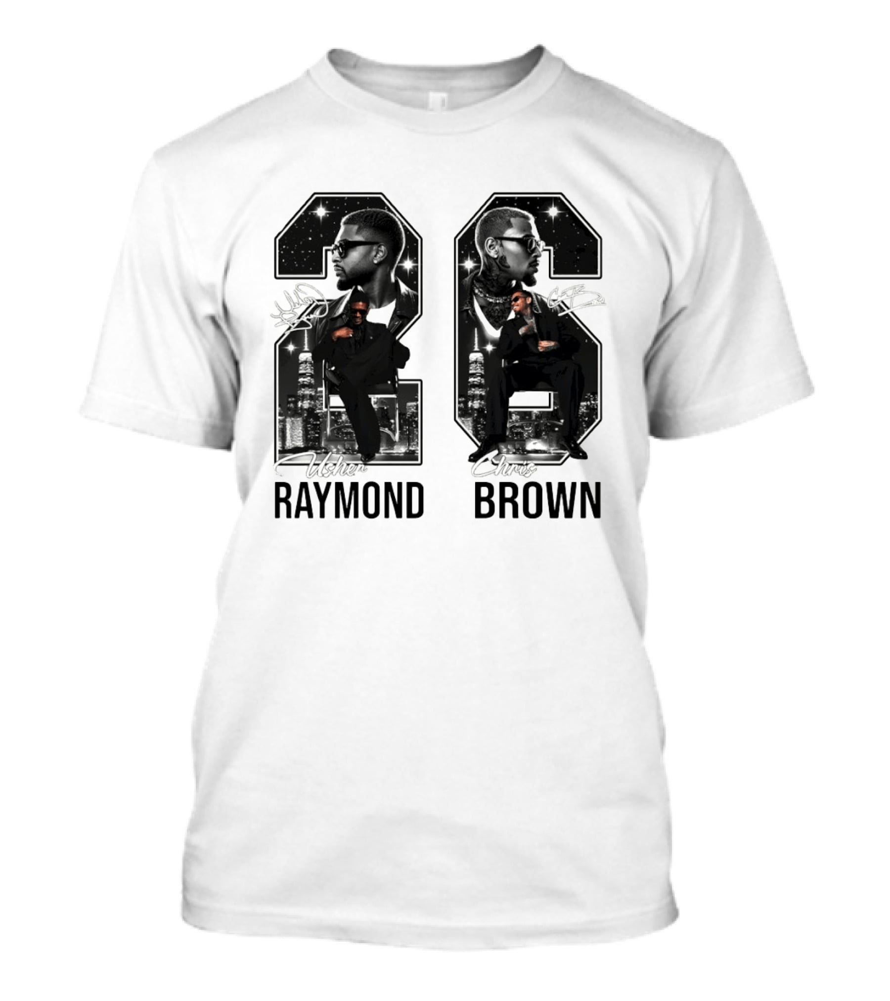Usher Raymond Chris Brown 26 R And B Tour Usher Chris Brown Signatures T-Shirt