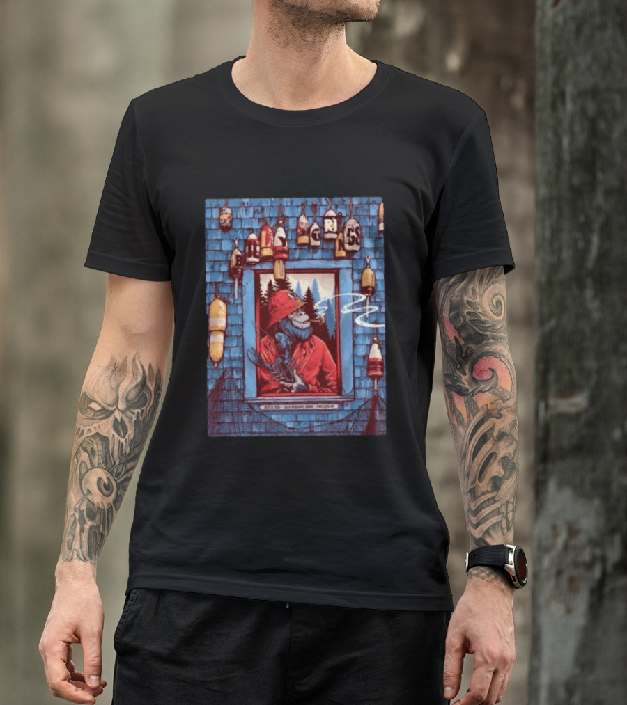 Billy Strings Portland ME 2026 Night 1 July 24 Event By Dan Dippel At Cross Insurance Arena Featuring Lobster Fisherman Monkey T-Shirt