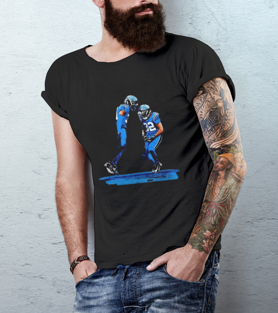 Carolina Panthers Blue Uniforms Players Celebrating Football Team Victory T-Shirt