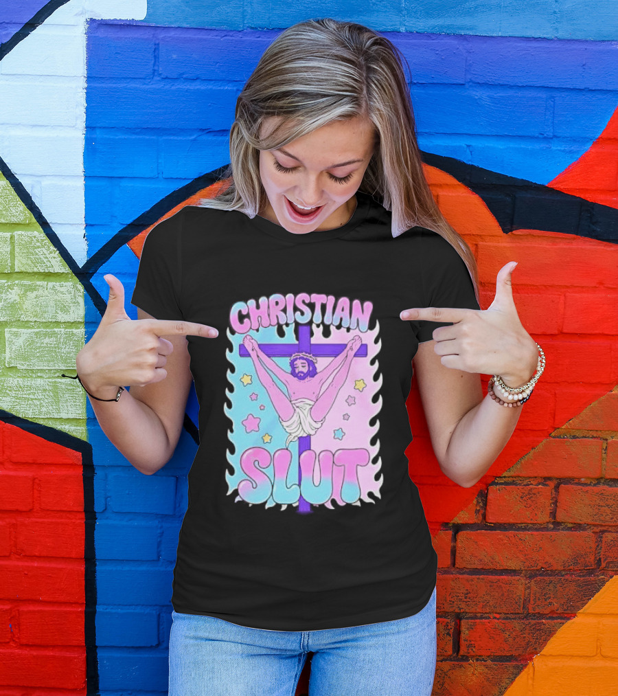 Christian Slut Teen Hearts Jesus Splits Meme T-Shirt