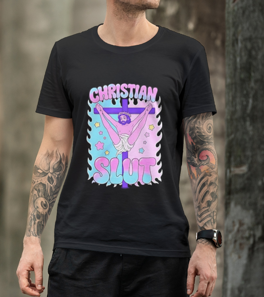 Christian Slut Teen Hearts Jesus Splits Meme T-Shirt