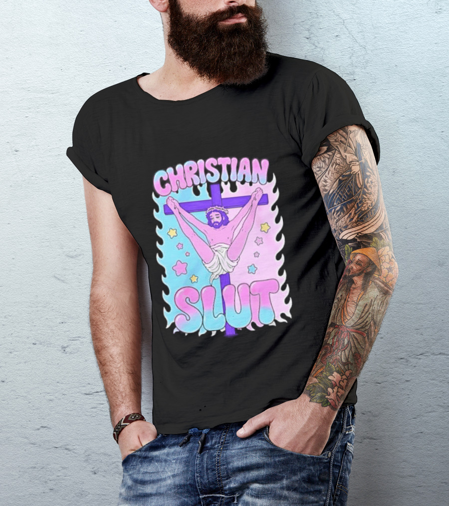Christian Slut Teen Hearts Jesus Splits Meme T-Shirt