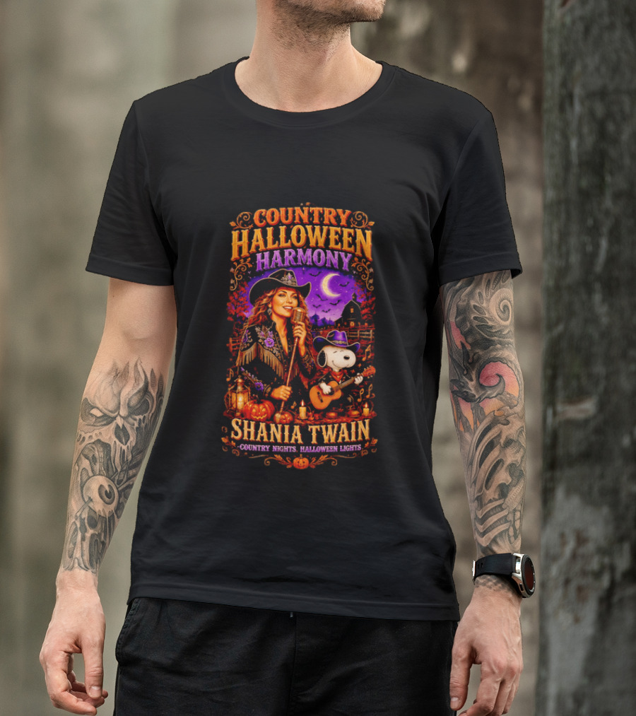 Country Halloween Harmony Shania Twain Snoopy Country Nights Halloween Lights T-Shirt