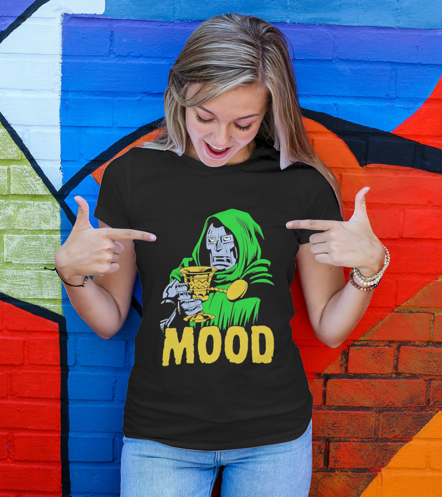 Doom Mood Green Cloaked Character Holding Goblet T-Shirt